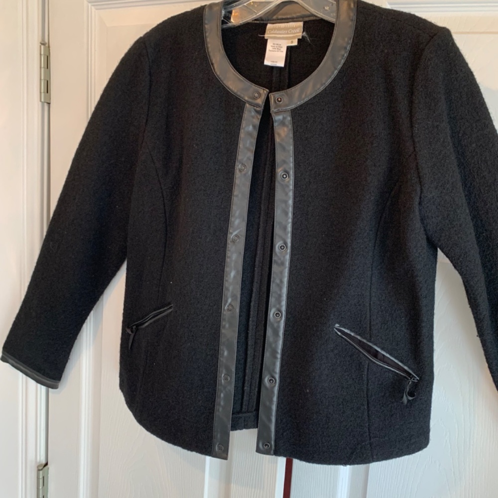 Wool Jacket with leather trim - Picture 5 of 5